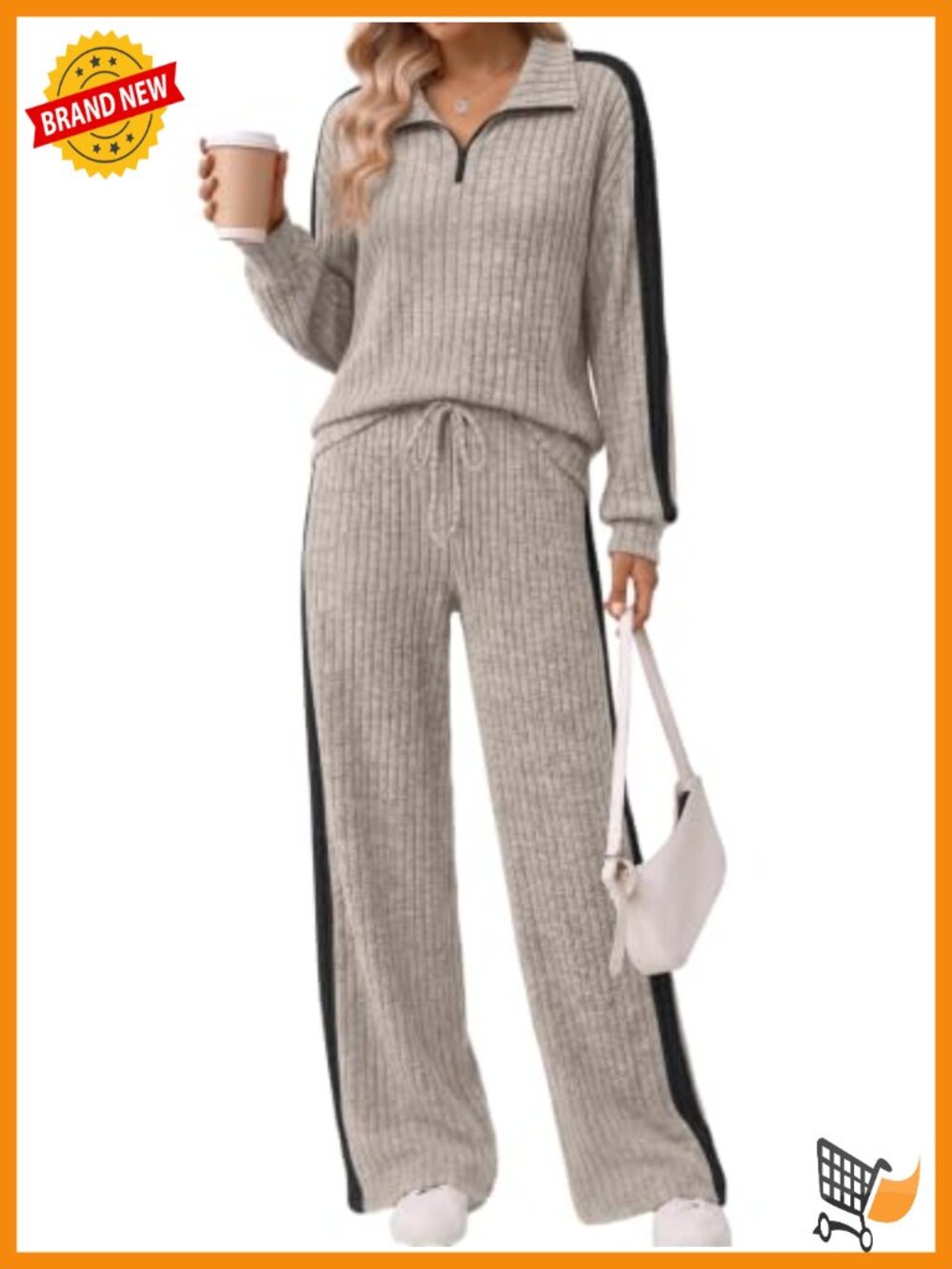 Womens 2 Piece Lounge Set Quarter Zip Wide Leg Pants Comfy Travel Outfit